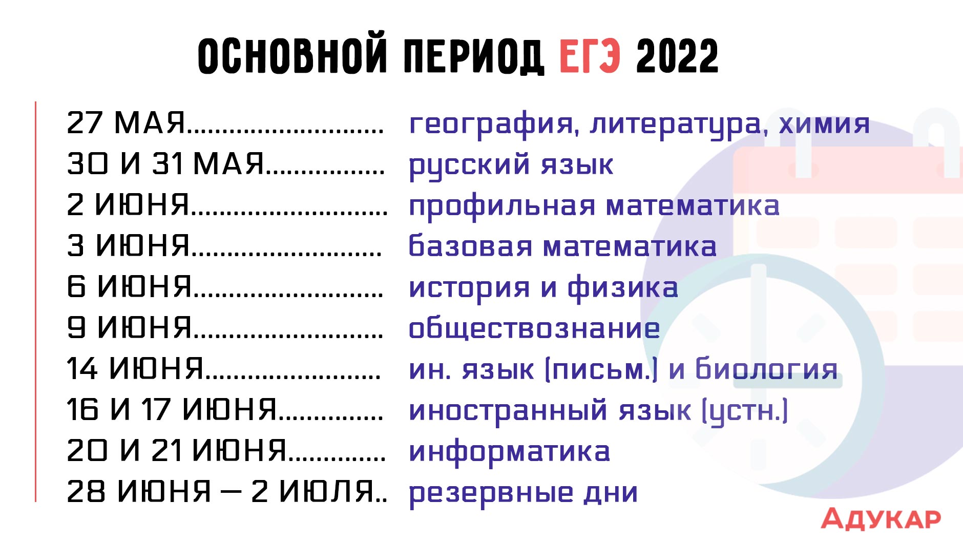 Дата егэ 2024 по всем